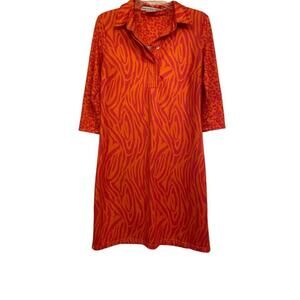 Women's Gretchen Scott Orange and Pink Zebra Print Dress Size S